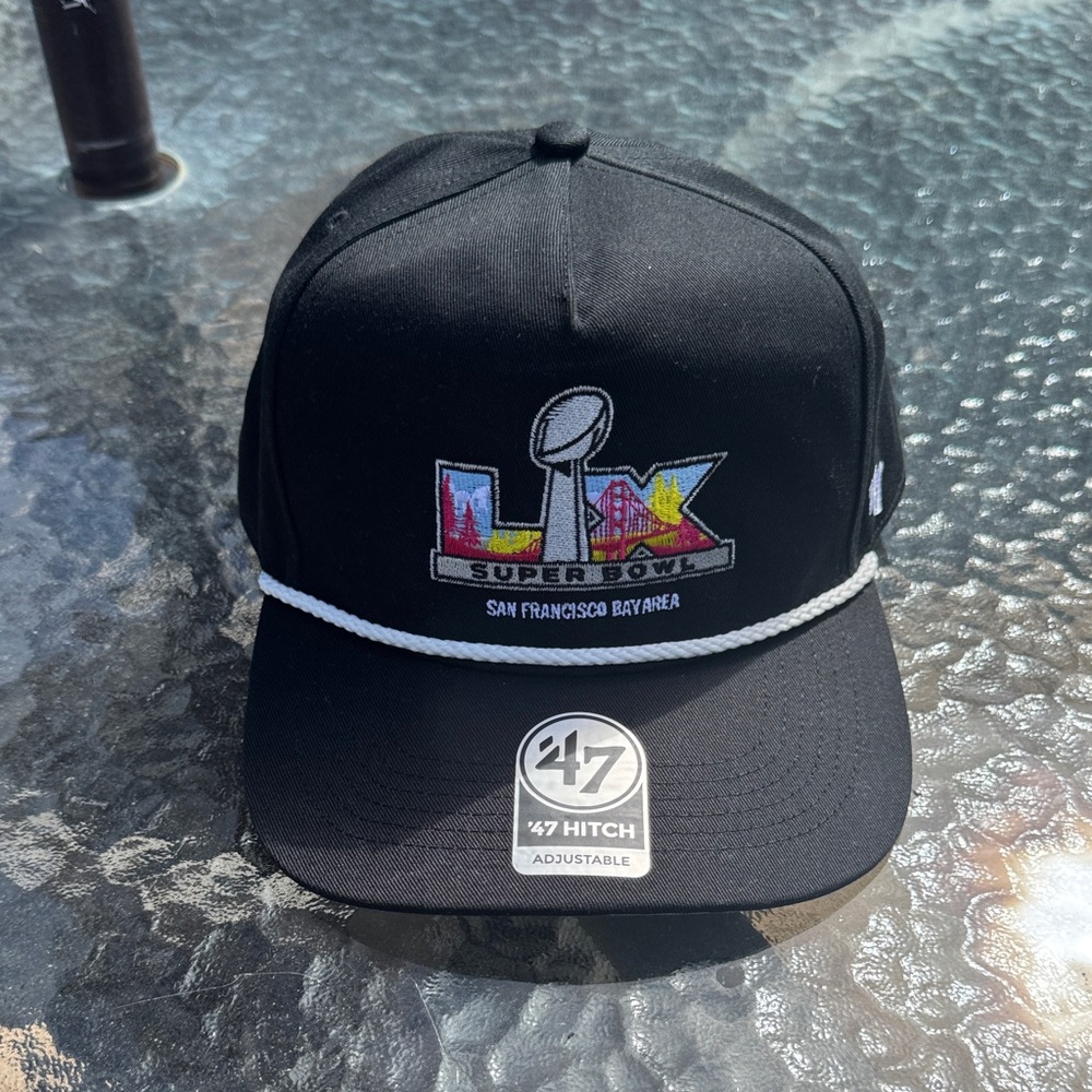 47 Black Super Bowl LIX Rope-Front Kids Hat with Colorful City Patch